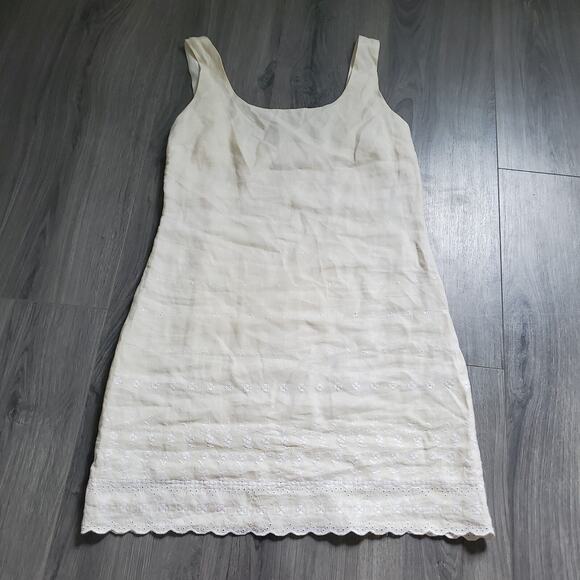 Banana Republic Linen Dress White Ivory Eyelet Sleeveless Whimsy Fairy Coastal - Picture 1 of 9
